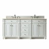 James Martin Vanities Bristol 72in Double Vanity, Bright White w/ 3 CM Eternal Marfil Quartz Top 157-V72-BW-3EMR